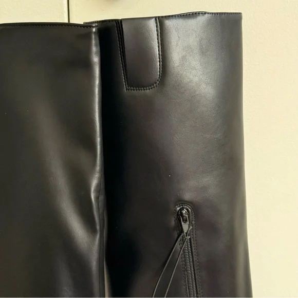 Worthington Sleek Black Leather Heeled Boots - Picture 4 of 14